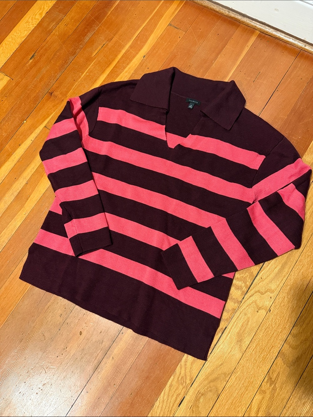 Talbots Deep Wine Knit Top with Collar